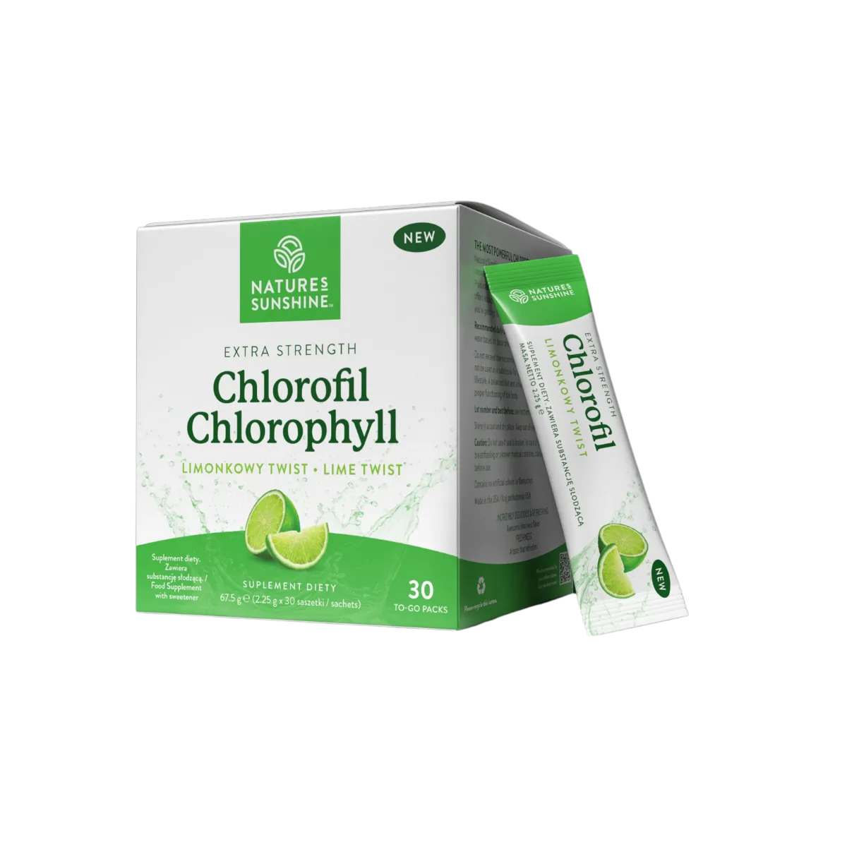 Chlorophyll in Beuteln mit Limettengeschmack